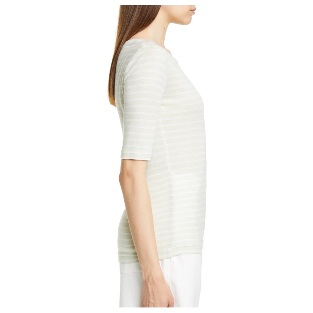 NEW VINCE STRIPED COTTON CREW NECK TEE - Picture 4 of 9